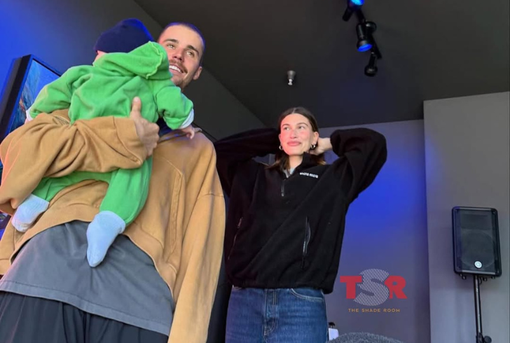 Justin Beiber with wife Hailey Bieber and son Jack Blues