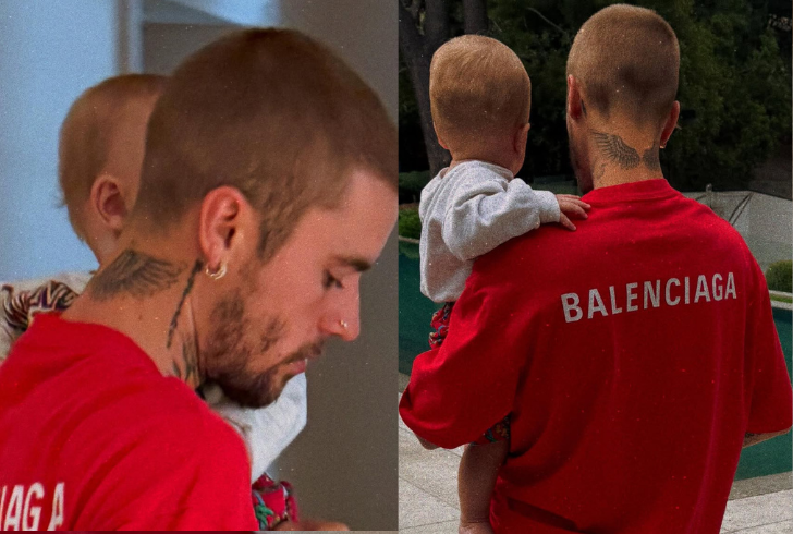 Justin Bieber instagram post with his son